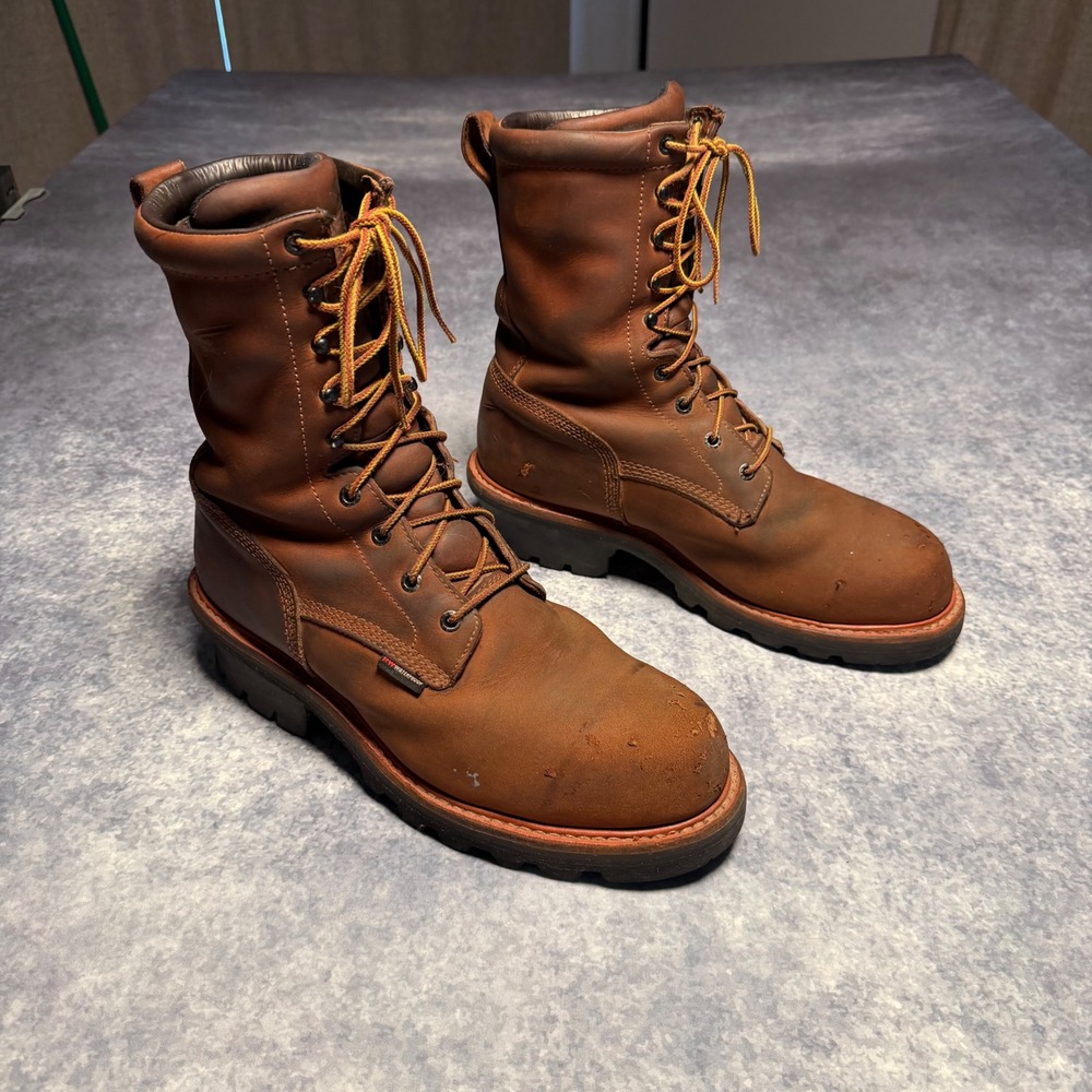 Red Wing Logger Boots Mens Brown Leather Steel Toe Waterproof Vibram Sole US 11